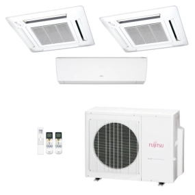 Ar-Condicionado Multi Split Inverter Fujitsu 23.000 (1x Evap HW 7.000 + 2x Evap Cassete 4 Vias 9.000) Quente/Frio 220V